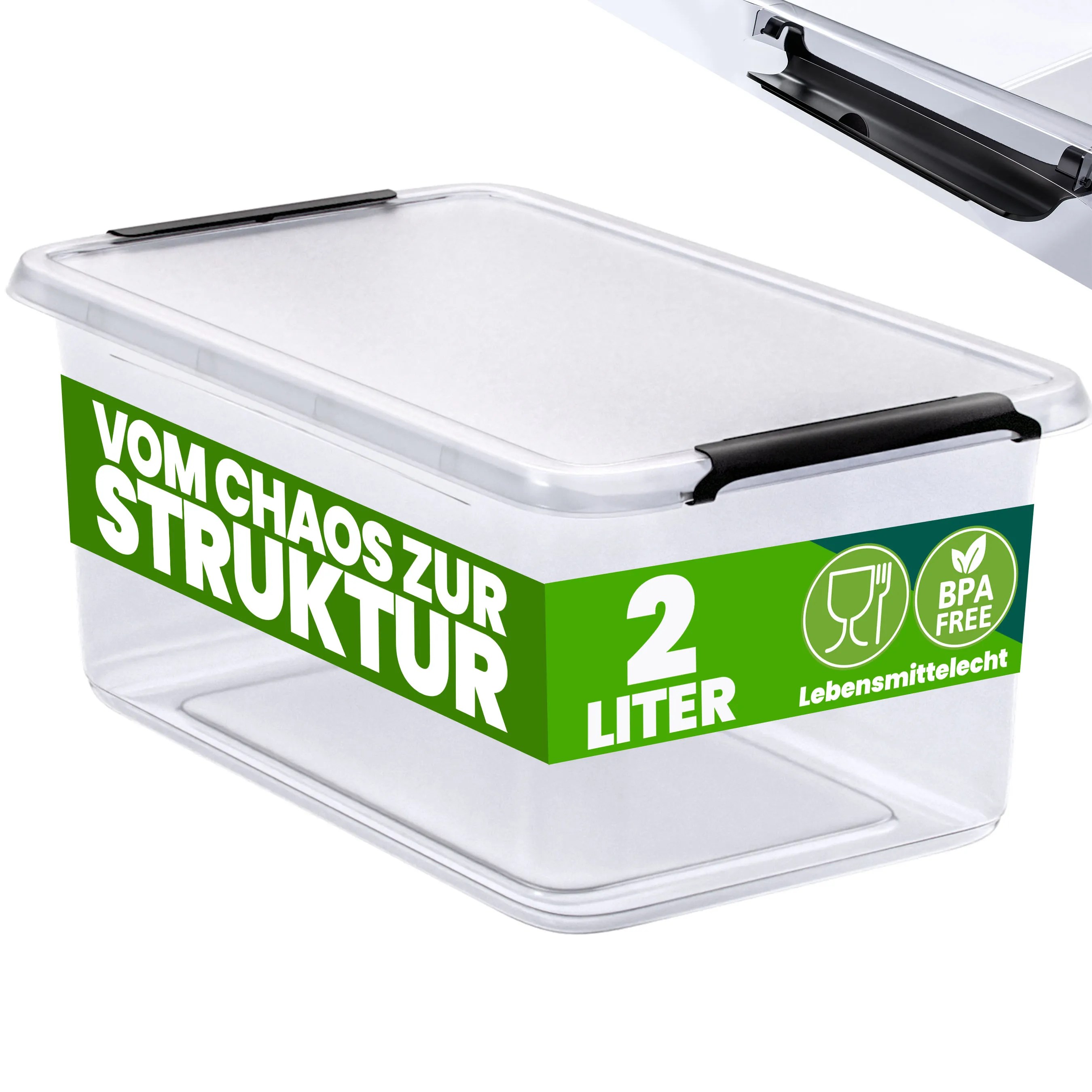 Aufbewahrungsbox Transparent 8er-Set 20x15x12cm 2L stapelbar – Bild 2