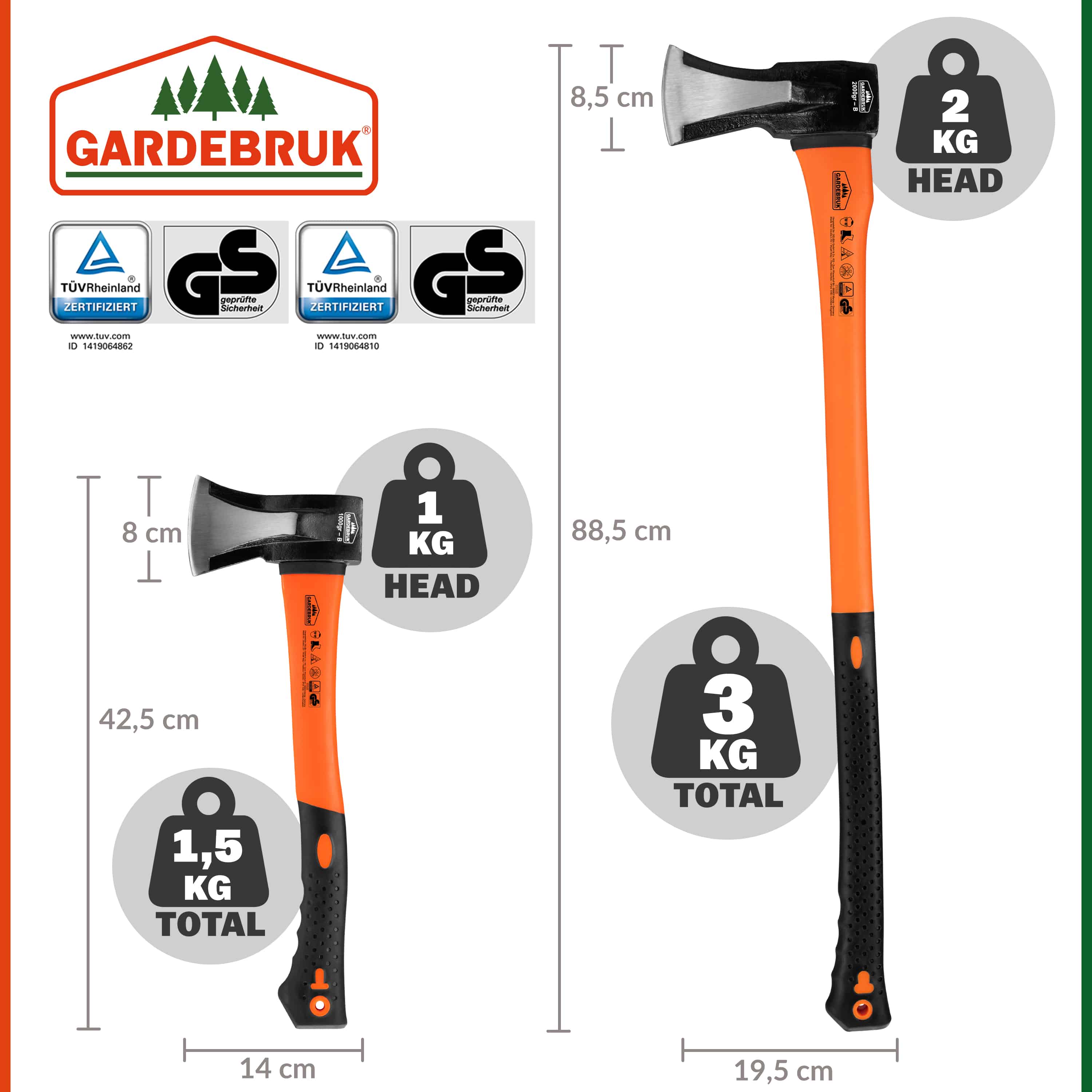 Beil + Spaltaxt 2er-Set TÜV Rheinland GS geprüfte Sicherheit – Bild 2