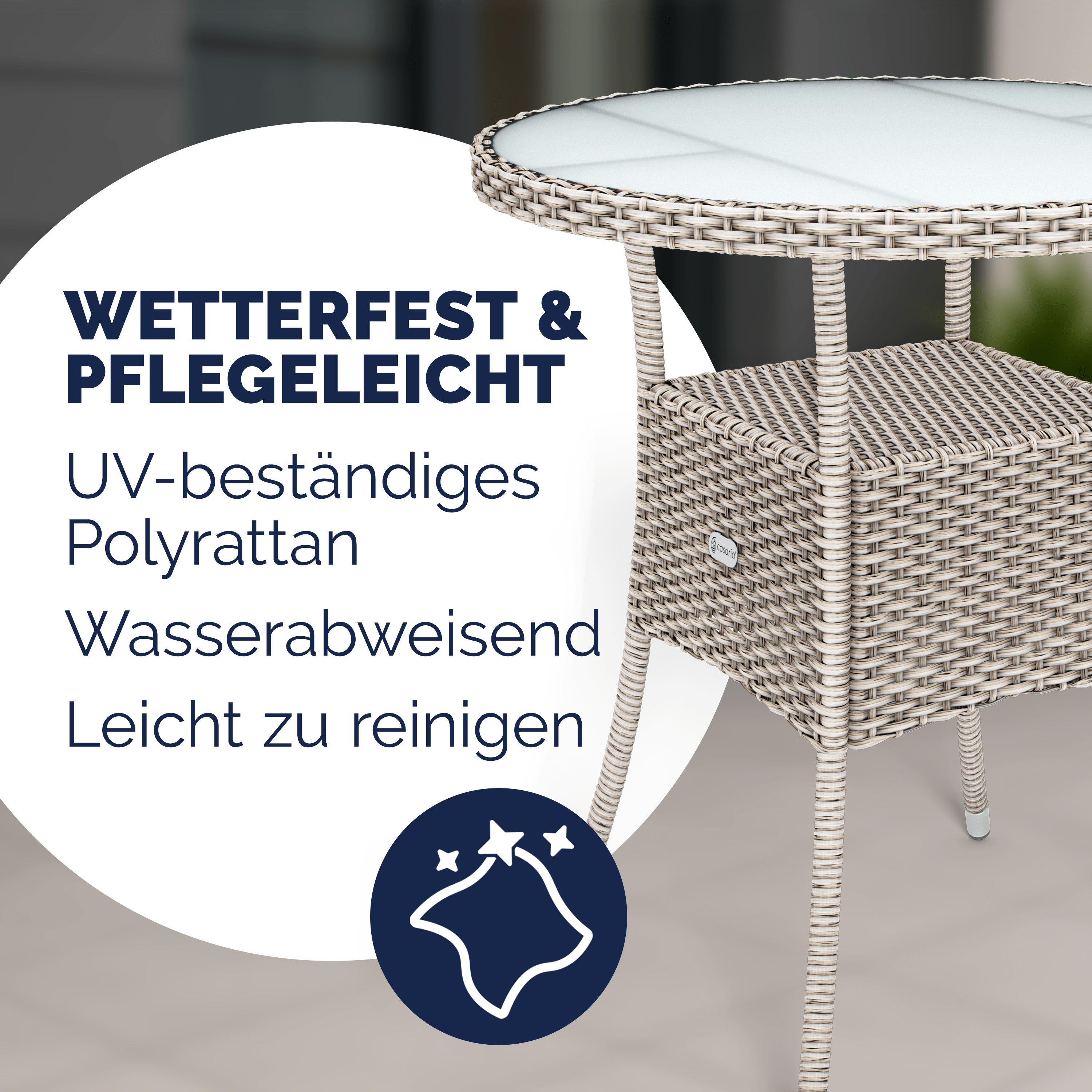 Polyrattan Tisch Creme Ø60cm – Bild 2