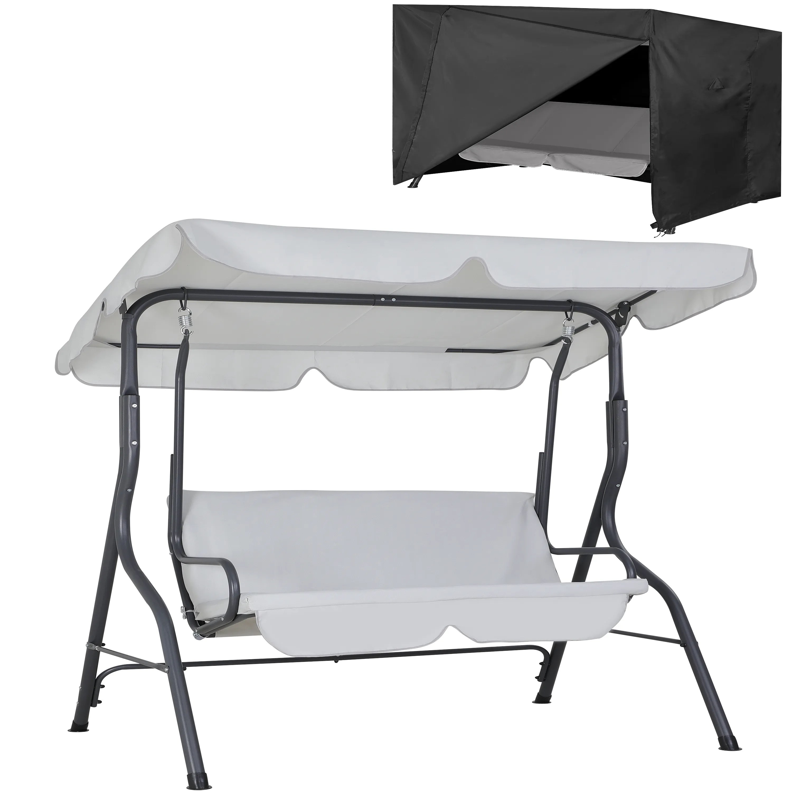 Hollywoodschaukel Hellgrau + Abdeckplane Hollywoodschaukel Hellgrau + Abdeckplane