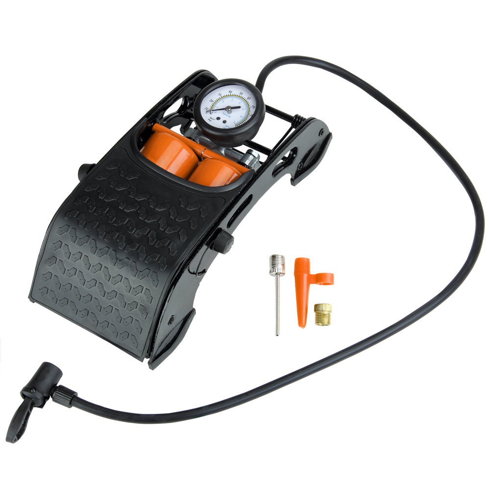 Doppel-Stahlzylinder Fußluftpumpe mit Manometer bis 7 bar – Bild 2