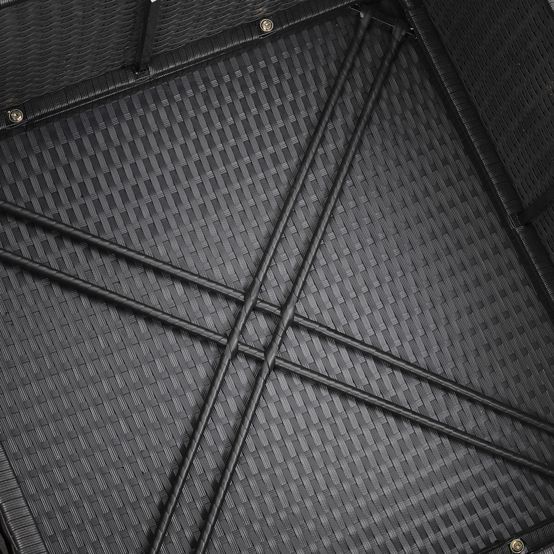 Polyrattan Ecklounge Schwarz/Creme dicke Rückenpolster – Bild 2