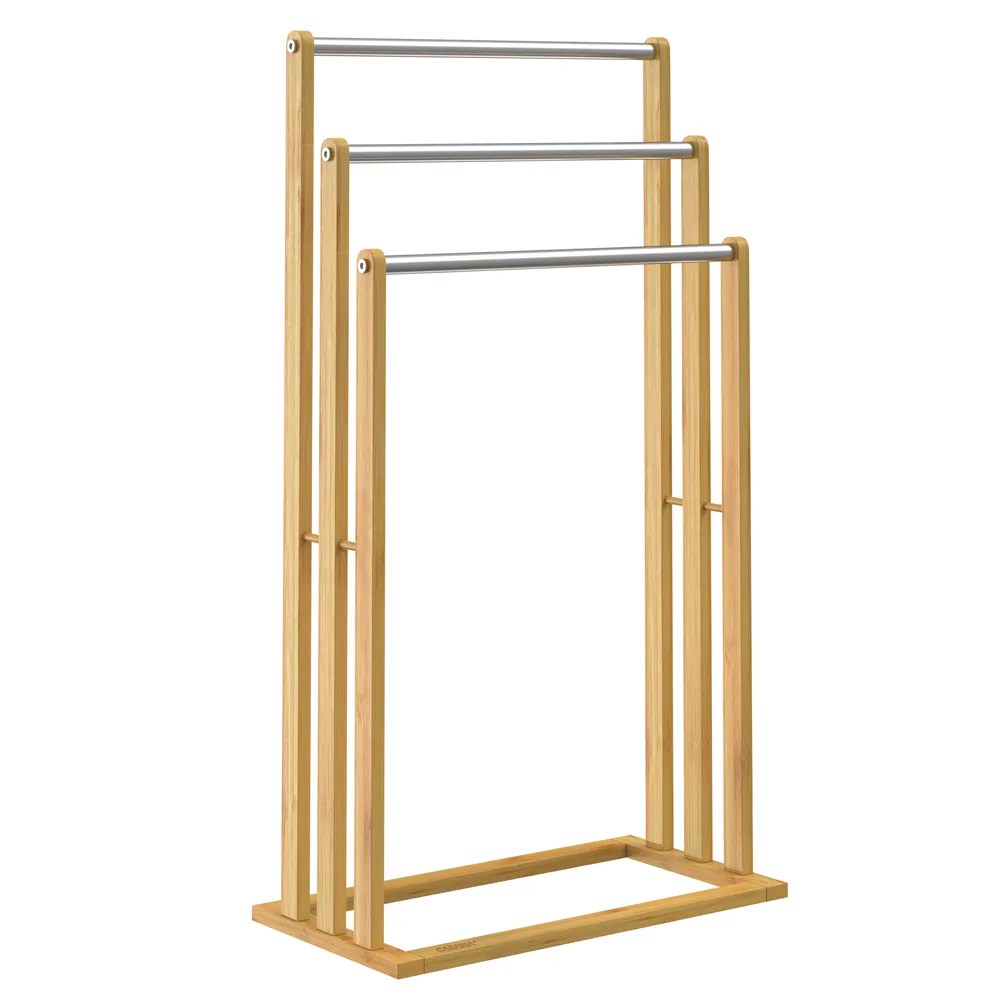 Handtuchhalter Bambus mit 3 Edelstahlstangen Handtuchhalter Bambus mit 3 Edelstahlstangen