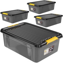 Aufbewahrungsbox 4er-Set Grau/Anthrazit 58x39x16cm stapelbar Aufbewahrungsbox 4er-Set Grau/Anthrazit 58x39x16cm stapelbar
