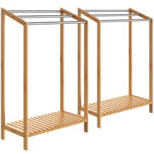 Handtuchhalter 2er-Set Bambus mit Edelstahlstangen Handtuchhalter 2er-Set Bambus mit Edelstahlstangen