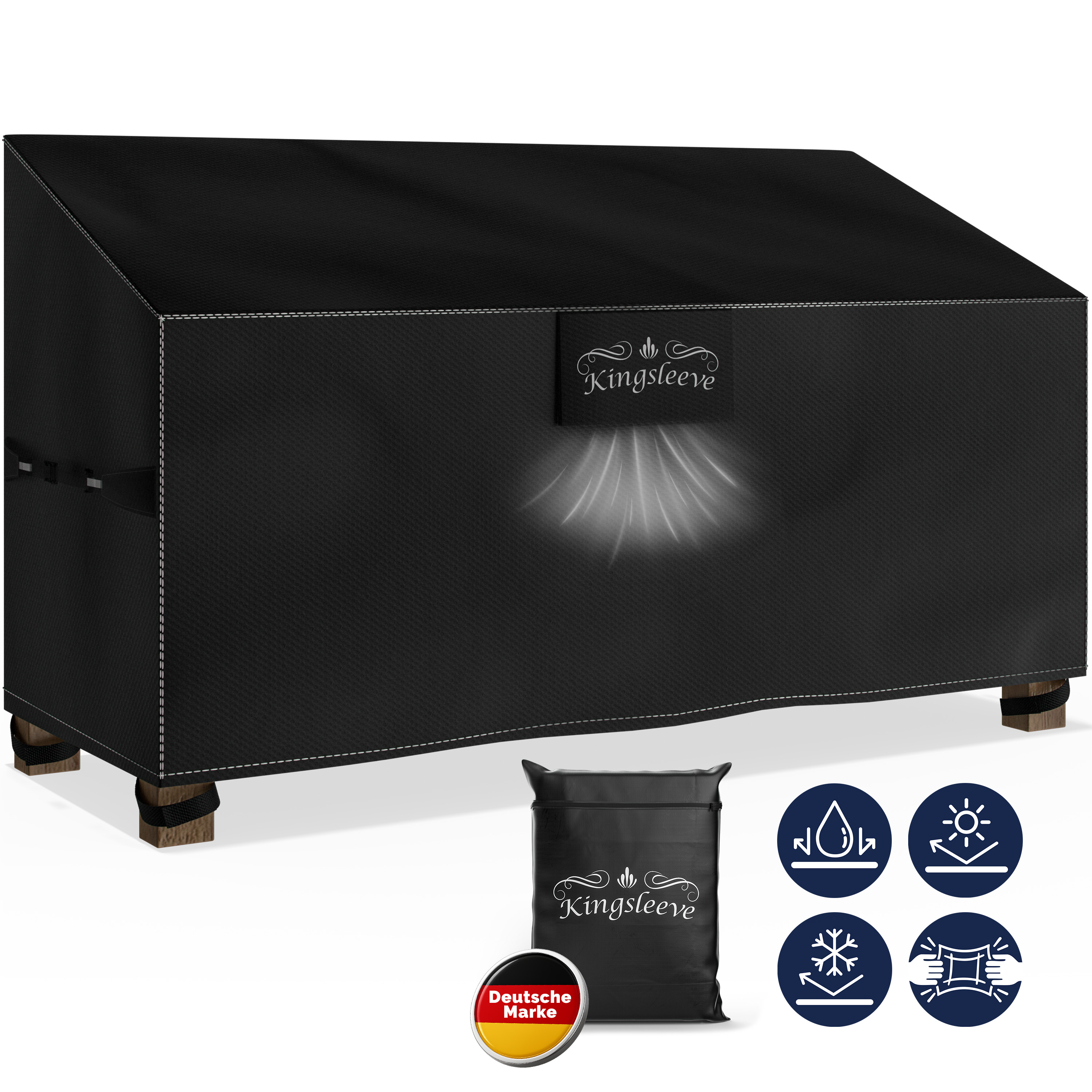 Abdeckplane Gartenbank Anthrazit 134x66x63/89cm 9100mm Wassersäule – Bild 2