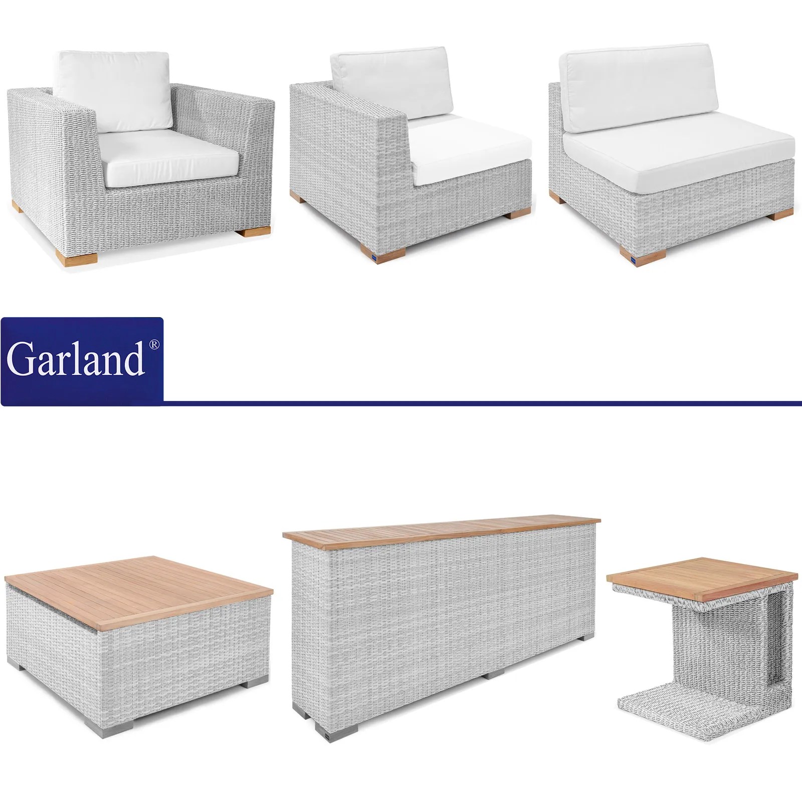 Polyrattan Mittel-Modul Havanna Weiß/Grau – Bild 2