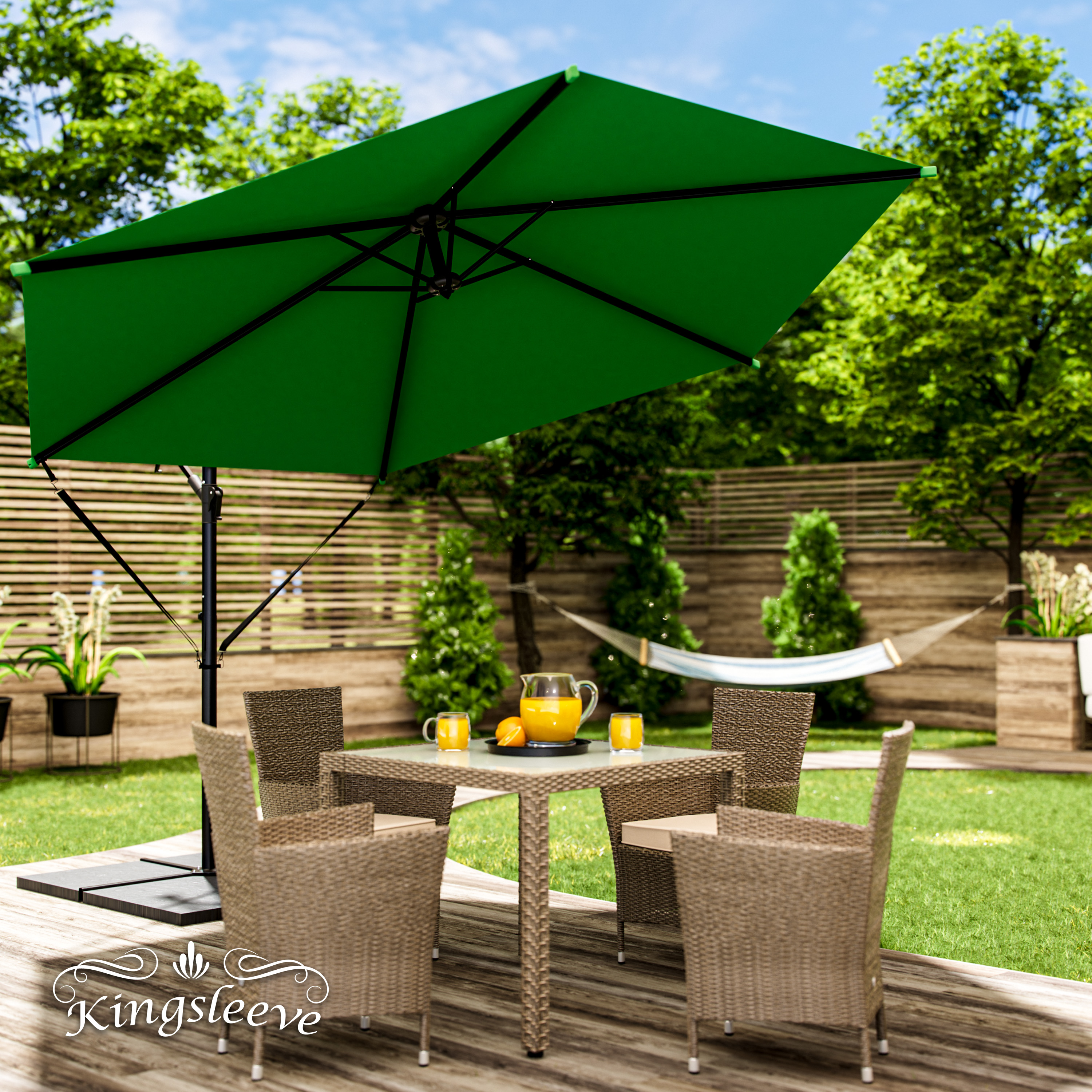Ampelschirm Grün Alu Ø330cm UV-Schutz 50+ mit Windsicherung – Bild 2