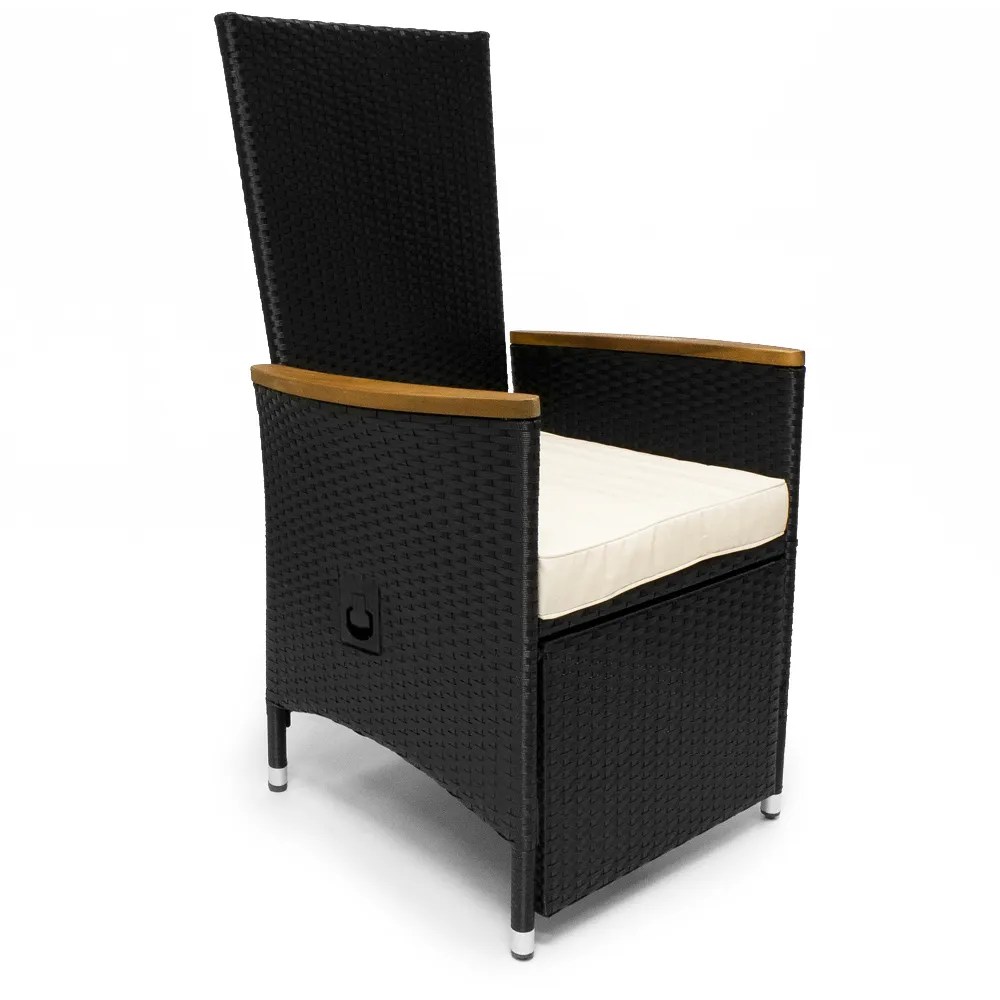 Polyrattan Gartenstuhl 2er-Set Fuß- & Rückenlehne verstellbar Armlehne Akazienholz wetterfest Polyrattan Gartenstuhl 2er-Set Fuß- & Rückenlehne verstellbar Armlehne Akazienholz wetterfest