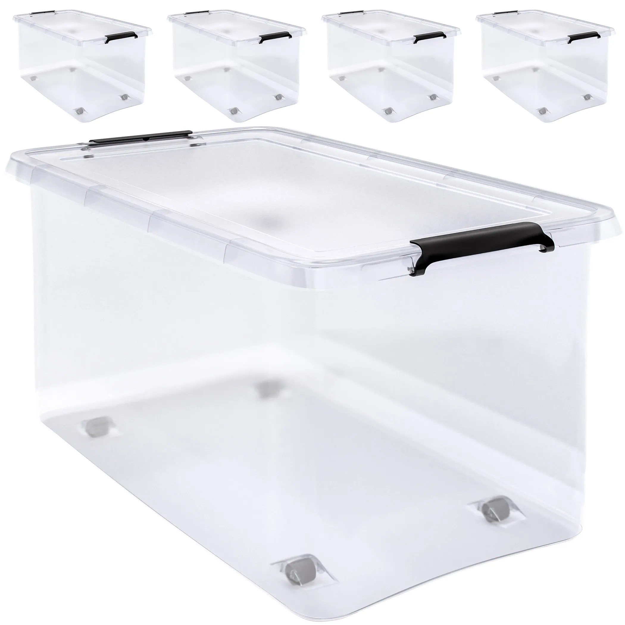 Aufbewahrungsbox 4er-Set Transparent 60x40x35cm 60L stapelbar Aufbewahrungsbox 4er-Set Transparent 60x40x35cm 60L stapelbar