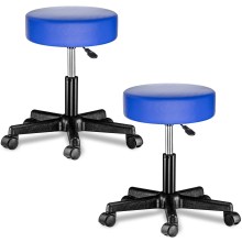Rollhocker Kunstleder 2er-Set Blau 360° drehbar Rollhocker Kunstleder 2er-Set Blau 360° drehbar