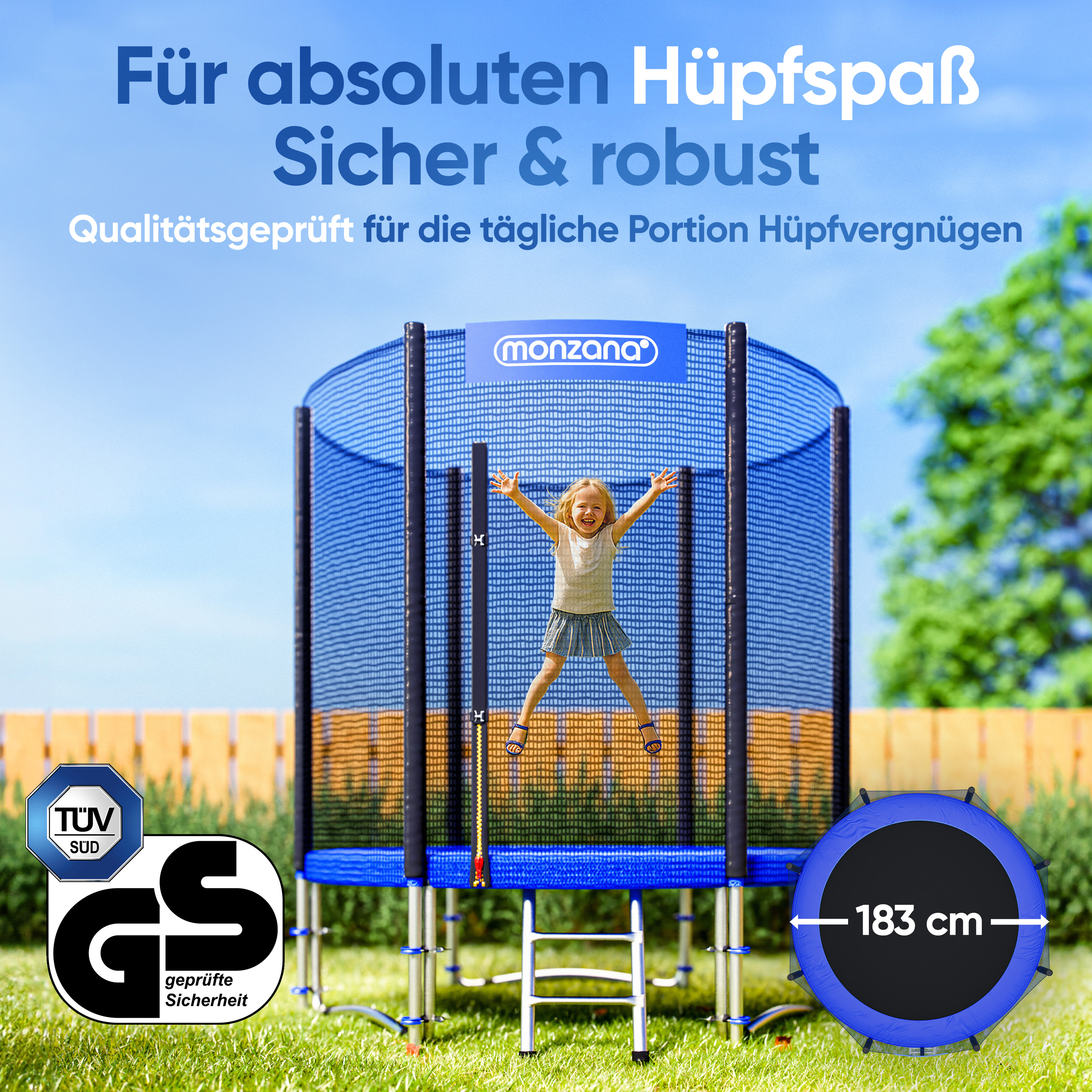 Trampolin Ø183 cm inkl Sicherheitsnetz TÜV Rheinland GS – Bild 2