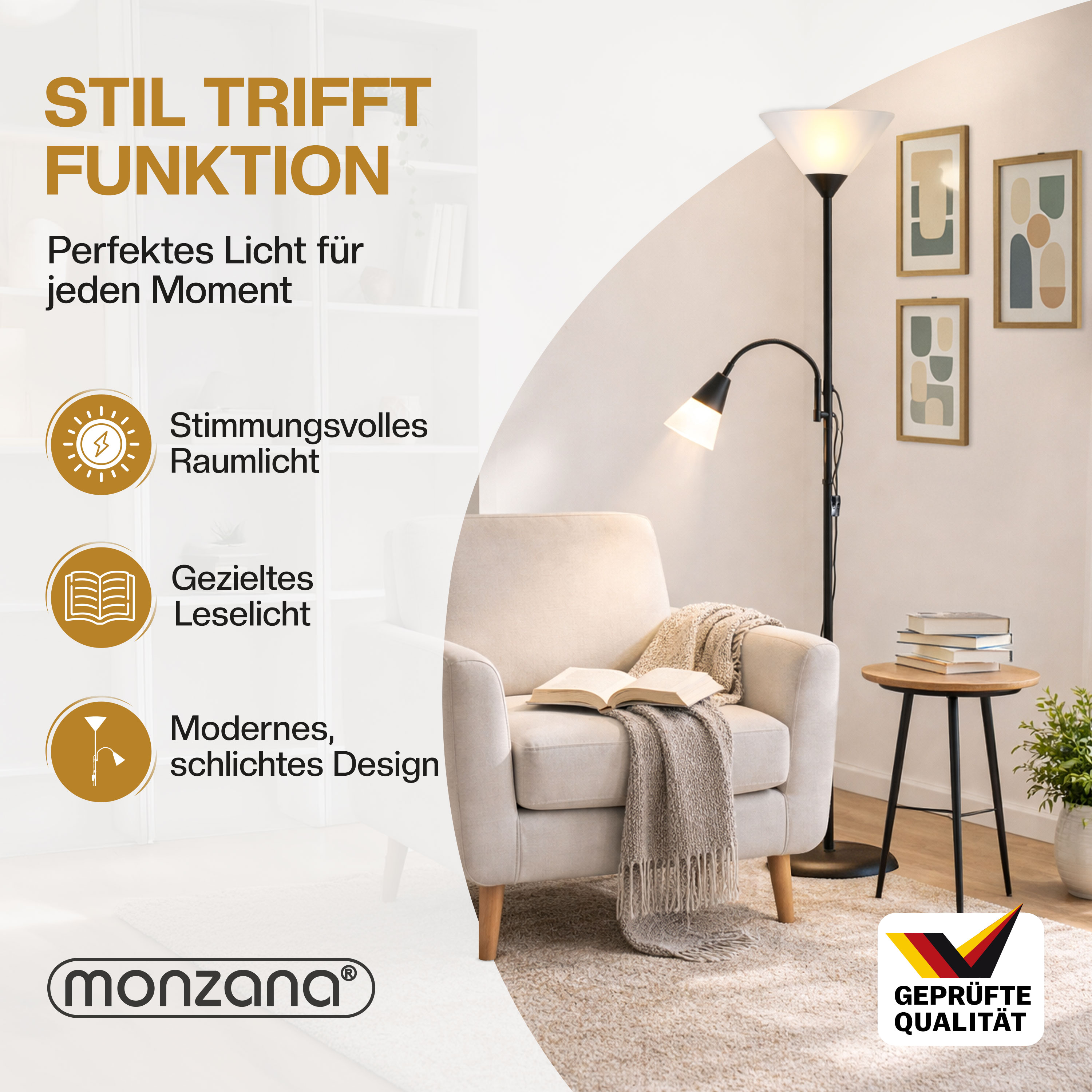 Stehlampe Alissa Schwarz 175x28cm – Bild 2