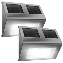 LED Solar-Wandleuchte 2er-Set Edelstahl LED Solar-Wandleuchte 2er-Set Edelstahl