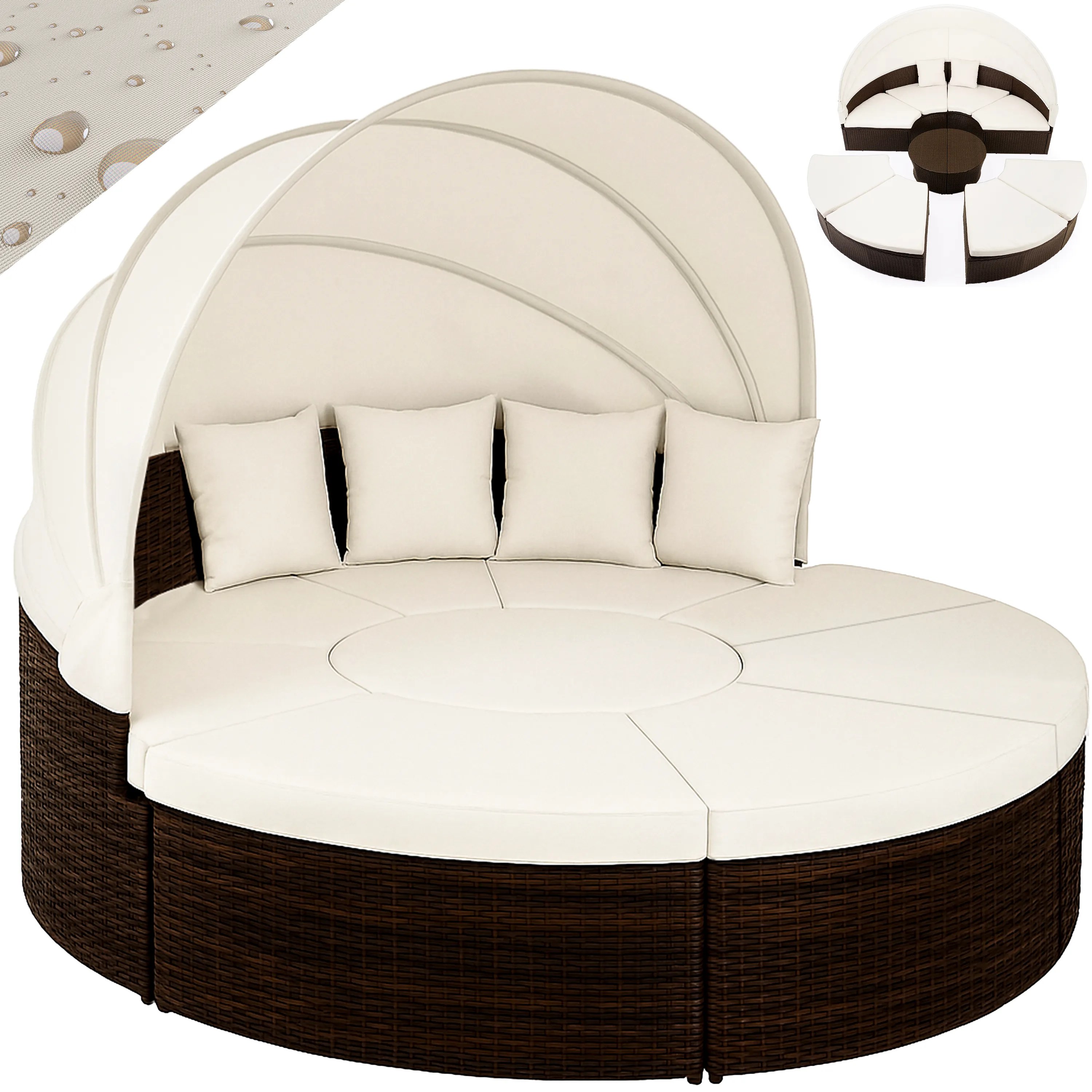 Polyrattan Sonneninsel Braun/Creme Ø230cm Polyrattan Sonneninsel Braun/Creme Ø230cm