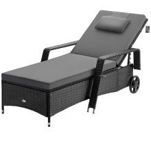 Polyrattan Gartenliege Schwarz/Anthrazit 193x90x43cm Polyrattan Gartenliege Schwarz/Anthrazit 193x90x43cm