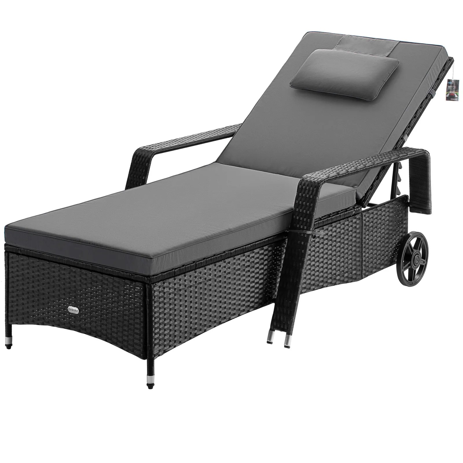 Polyrattan Gartenliege Schwarz/Anthrazit 193x90x43cm Polyrattan Gartenliege Schwarz/Anthrazit 193x90x43cm