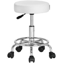 Rollhocker Kunstleder Weiß 360° drehbar Fußablage Rollhocker Kunstleder Weiß 360° drehbar Fußablage
