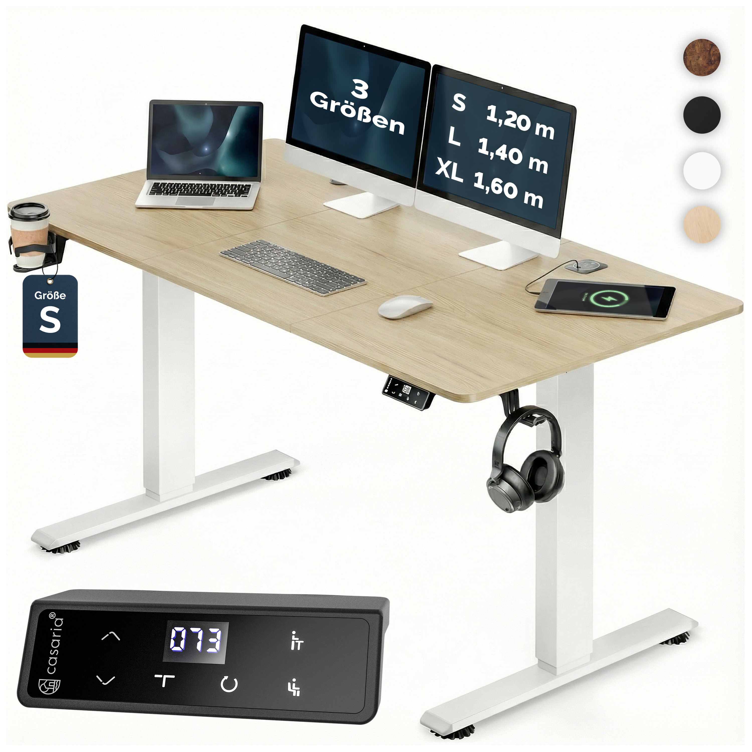 Höhenverstellbarer Schreibtisch Beige 120x60x72-117cm – Bild 2