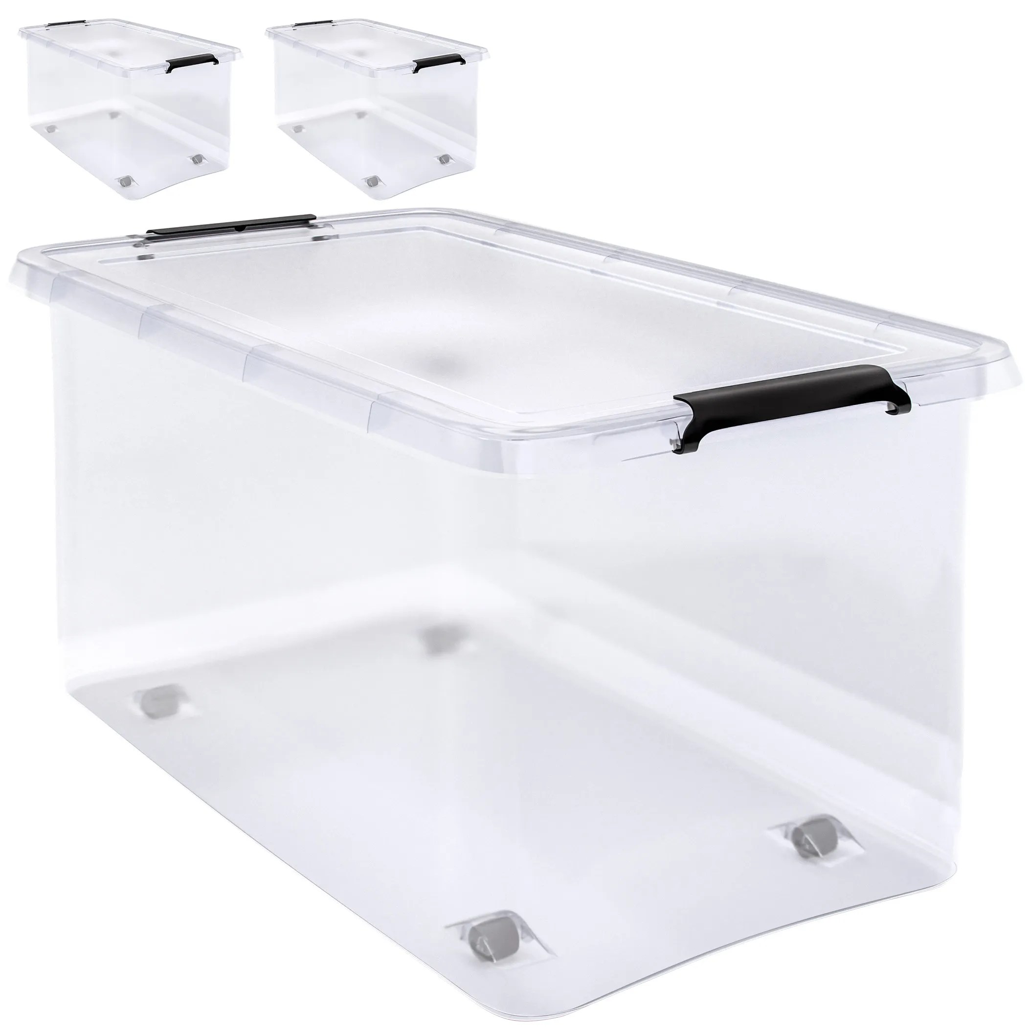 Aufbewahrungsbox 2er-Set Transparent 60x40x35cm 60L stapelbar Aufbewahrungsbox 2er-Set Transparent 60x40x35cm 60L stapelbar