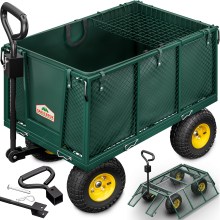 Transportwagen 550 kg Grün 110x75x52cm mit 4 Luftreifen & Plane Transportwagen 550 kg Grün 110x75x52cm mit 4 Luftreifen & Plane