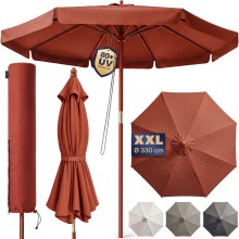 Sonnenschirm Terrakotta Holz Ø330cm UV-Schutz 80+ Sonnenschirm Terrakotta Holz Ø330cm UV-Schutz 80+