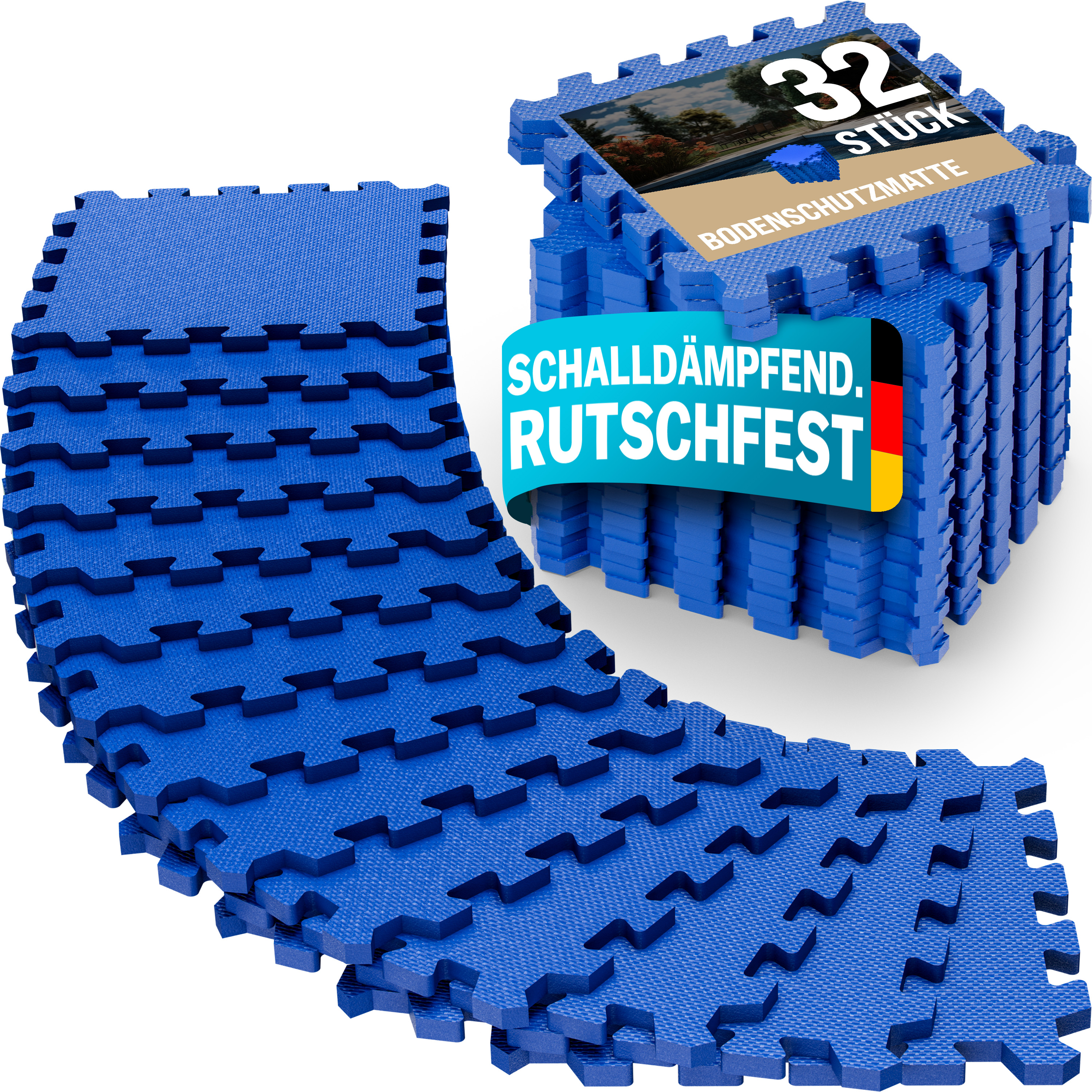 Bodenschutz-/Puzzlematten 32-tlg Blau 180x360x1cm Bodenschutz-/Puzzlematten 32-tlg Blau 180x360x1cm