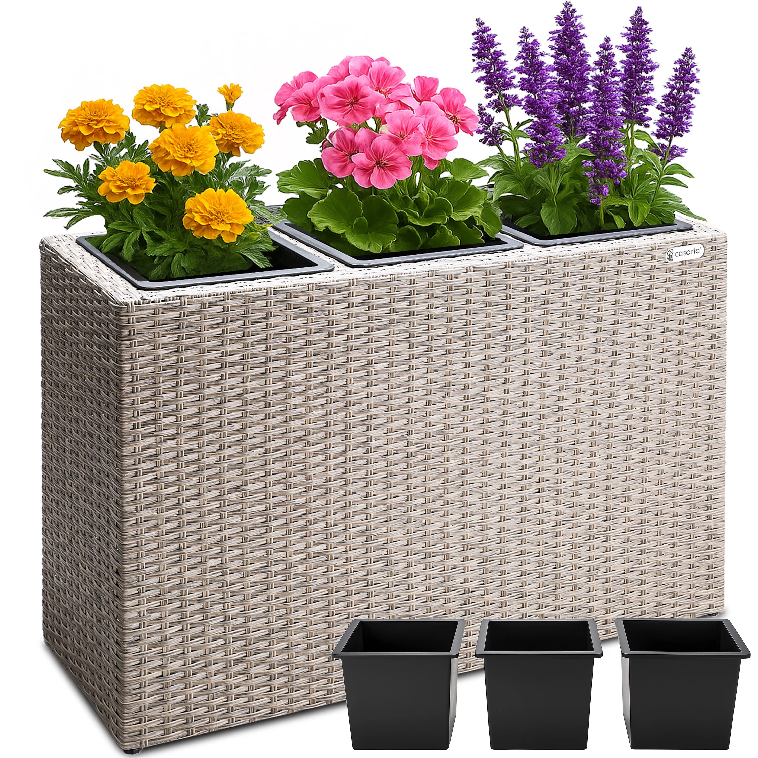 Polyrattan Blumentopf Creme 83x30,5x60cm Polyrattan Blumentopf Creme 83x30,5x60cm