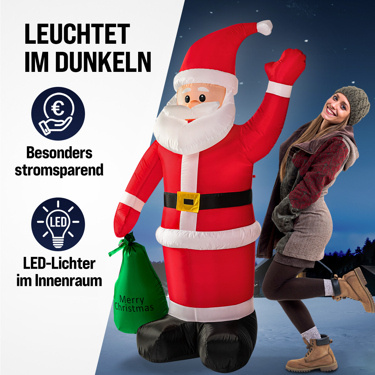 Aufblasbarer Weihnachtsmann mit Beleuchtung – Bild 2