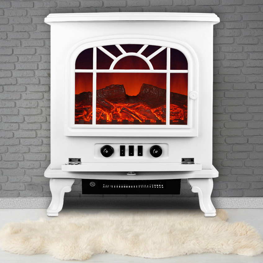 Elektrischer Kamin Weiß 2000W mit Heizlüfter – Bild 2