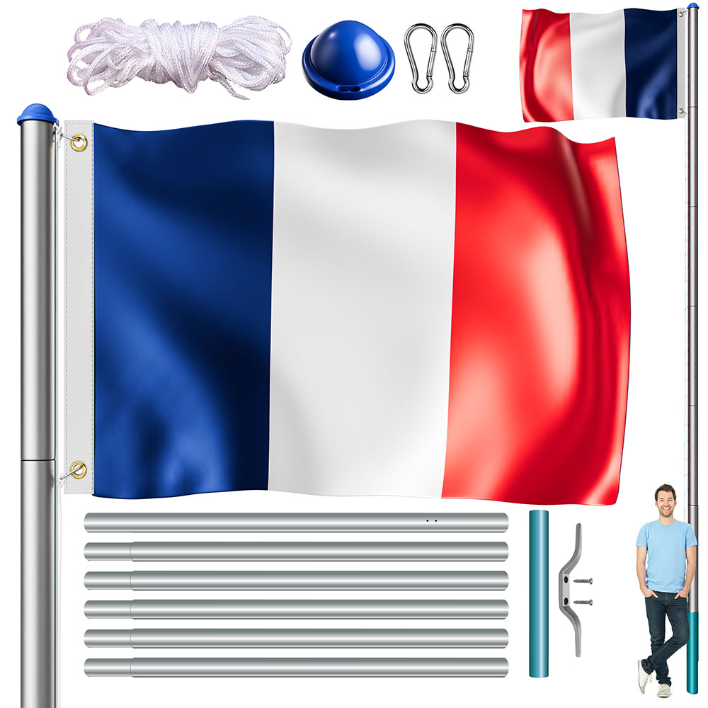 Fahnenmast Alu 650cm mit Frankreich-Flagge Fahnenmast Alu 650cm mit Frankreich-Flagge
