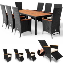 Polyrattan Garten-Sitzgruppe Rio 9-tlg Schwarz verstellbar Polyrattan Garten-Sitzgruppe Rio 9-tlg Schwarz verstellbar