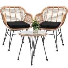 Polyrattan Garten-Sitzgruppe Bali 3-tlg Natur/Schwarz Polyrattan Garten-Sitzgruppe Bali 3-tlg Natur/Schwarz