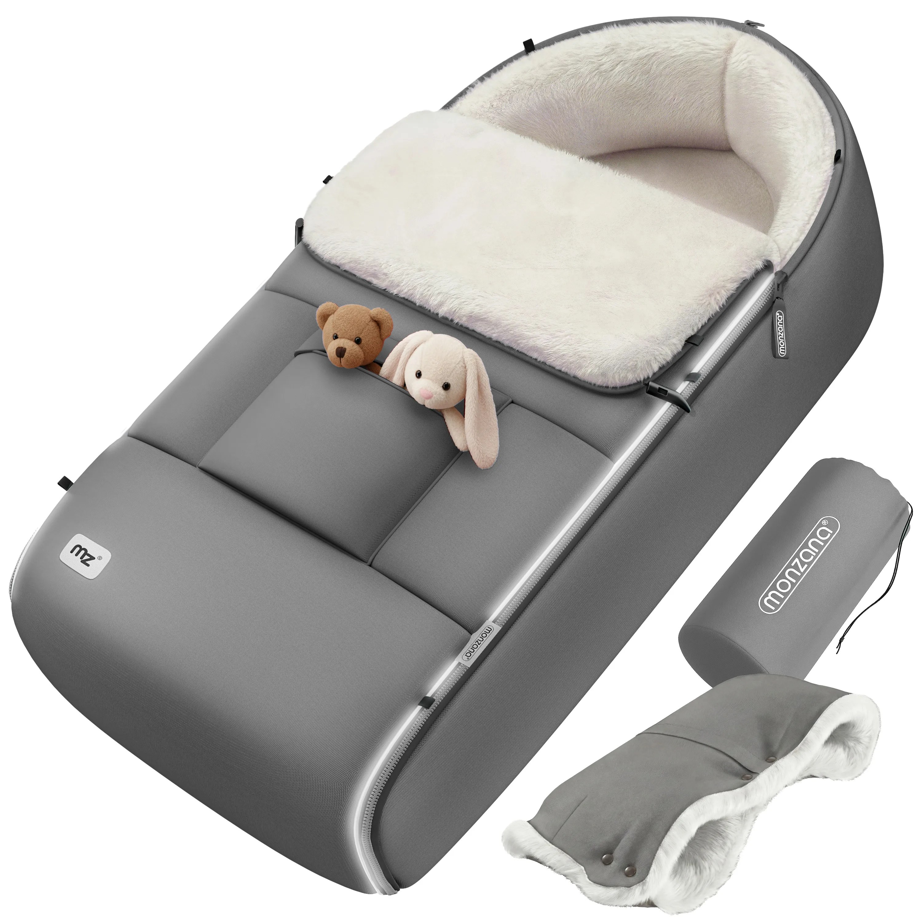 Babyfußsack Grau Kinderwagen geeignet mit Beutel Babyfußsack Grau Kinderwagen geeignet mit Beutel