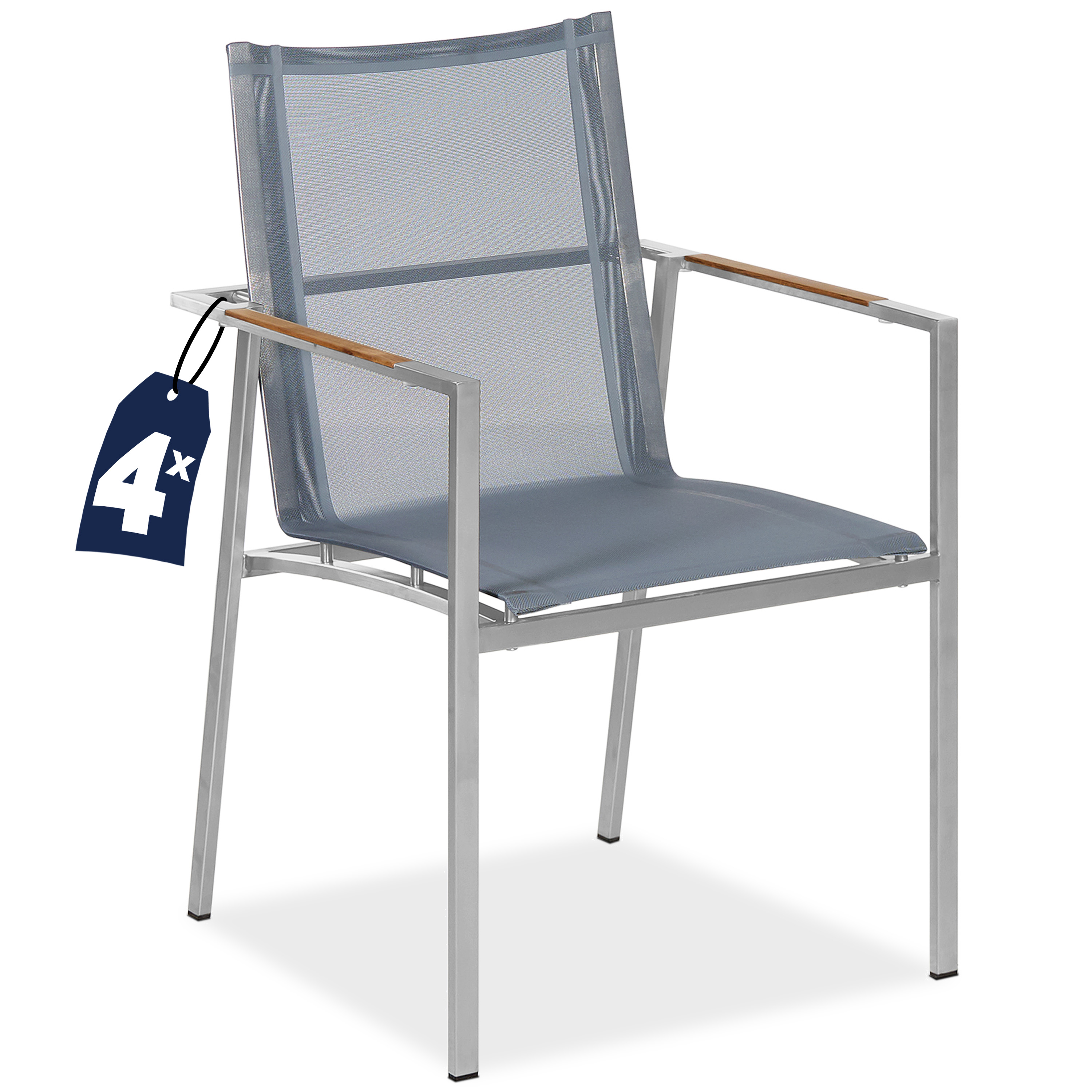 Gartenstuhl Monza 4er-Set Grau stapelbar – Bild 2
