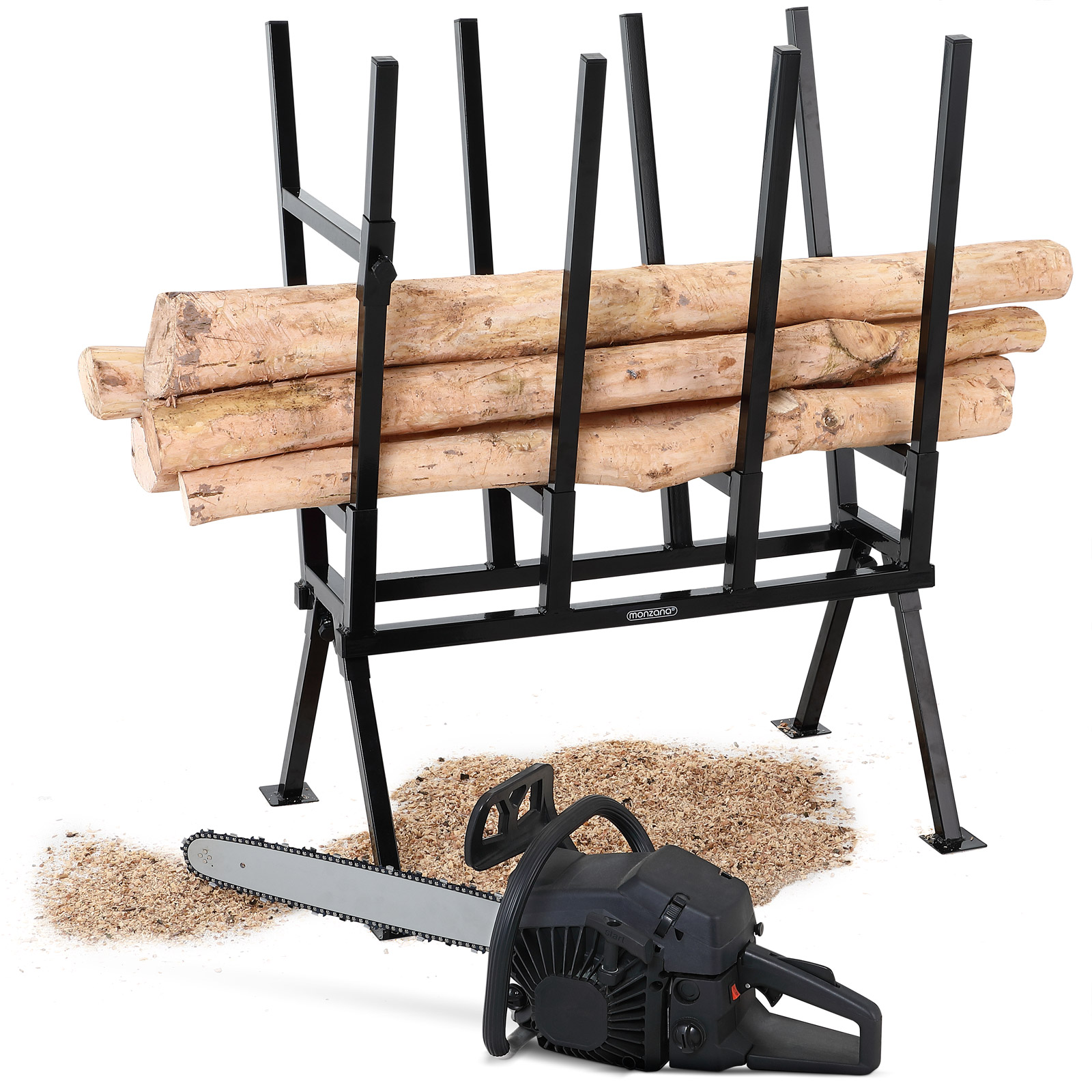 Höhenverstellbarer Holzsägebock aus Stahl mit Feststellbügel – Bild 2