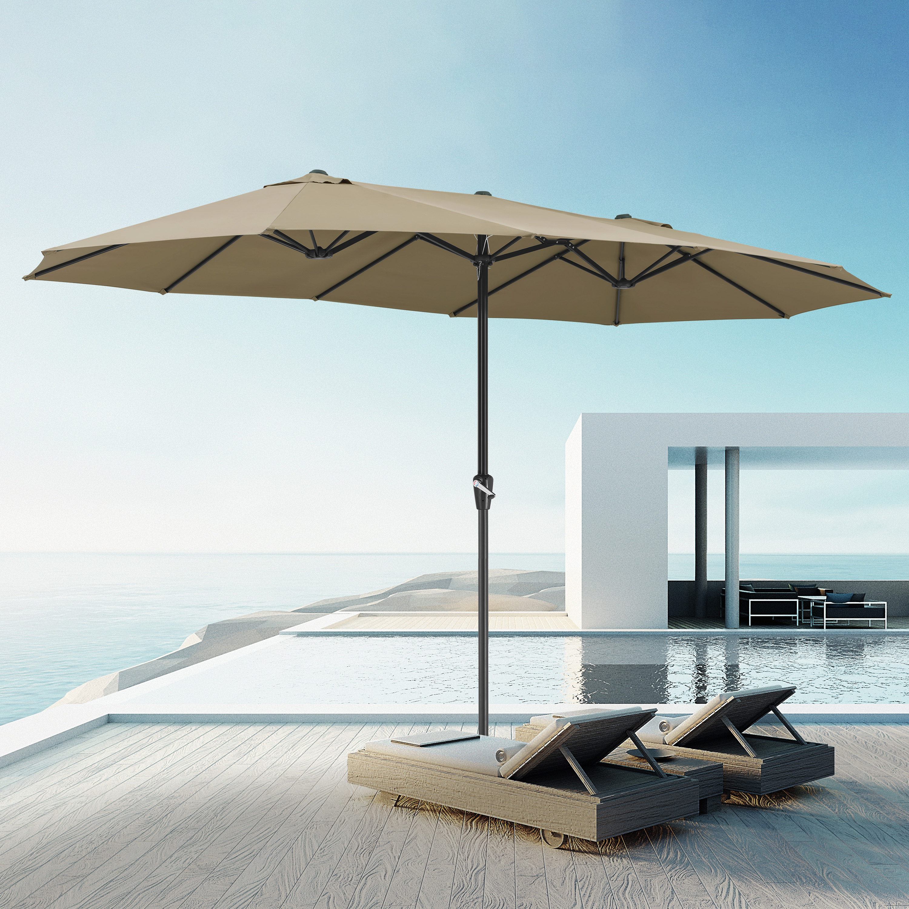 Doppelsonnenschirm Taupe UV-Schutz 80+ – Bild 2