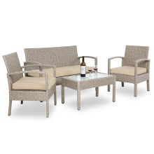 Polyrattan Garten-Sitzgruppe 4-tlg Creme Polyrattan Garten-Sitzgruppe 4-tlg Creme