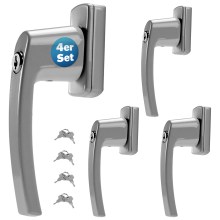 Fenstergriff 4er-Set Silber abschließbar Fenstergriff 4er-Set Silber abschließbar