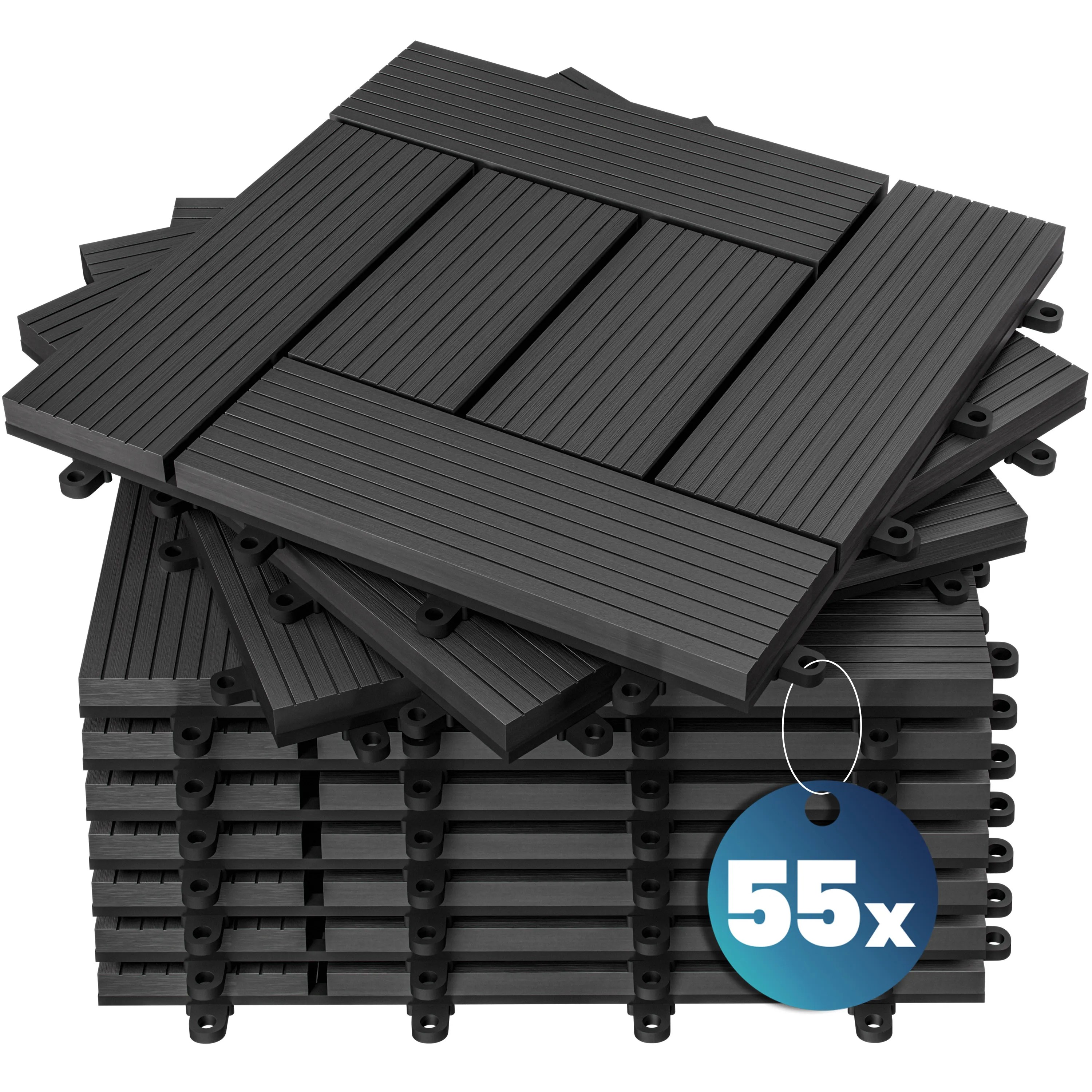 WPC Fliesen 55er-Set Mosaik Anthrazit - 30x30cm WPC Fliesen 55er-Set Mosaik Anthrazit - 30x30cm