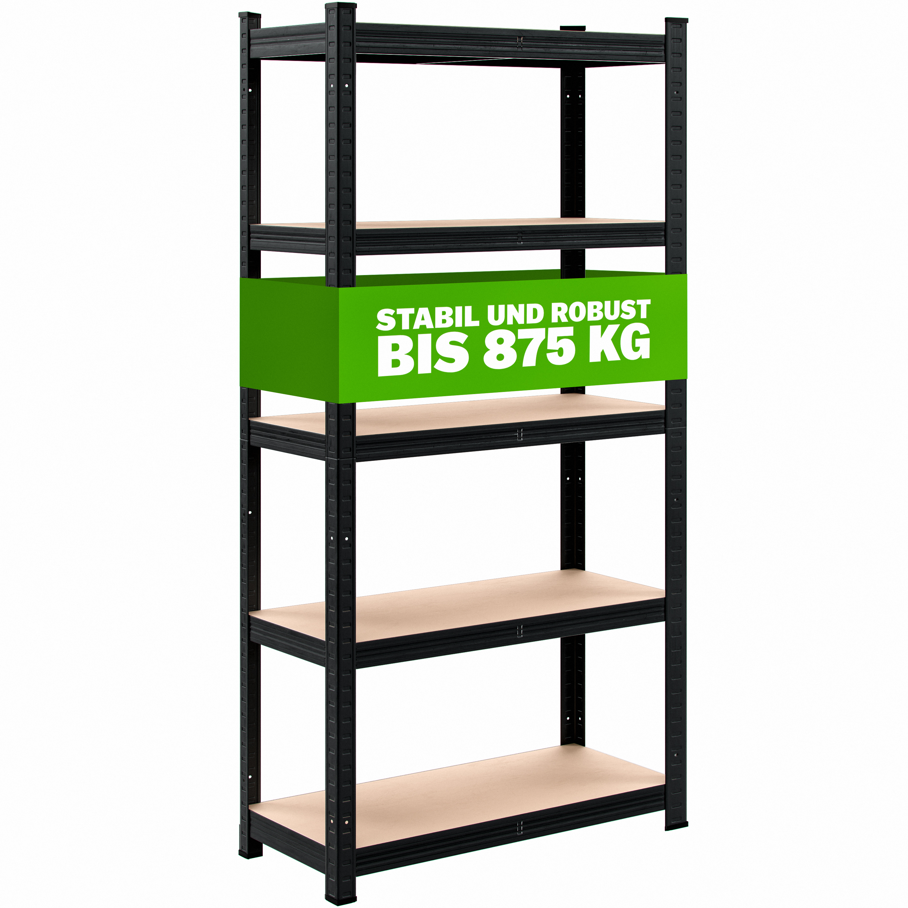 Schwerlastregal Schwarz 180x90x40cm pulverbeschichtet 875kg – Bild 2