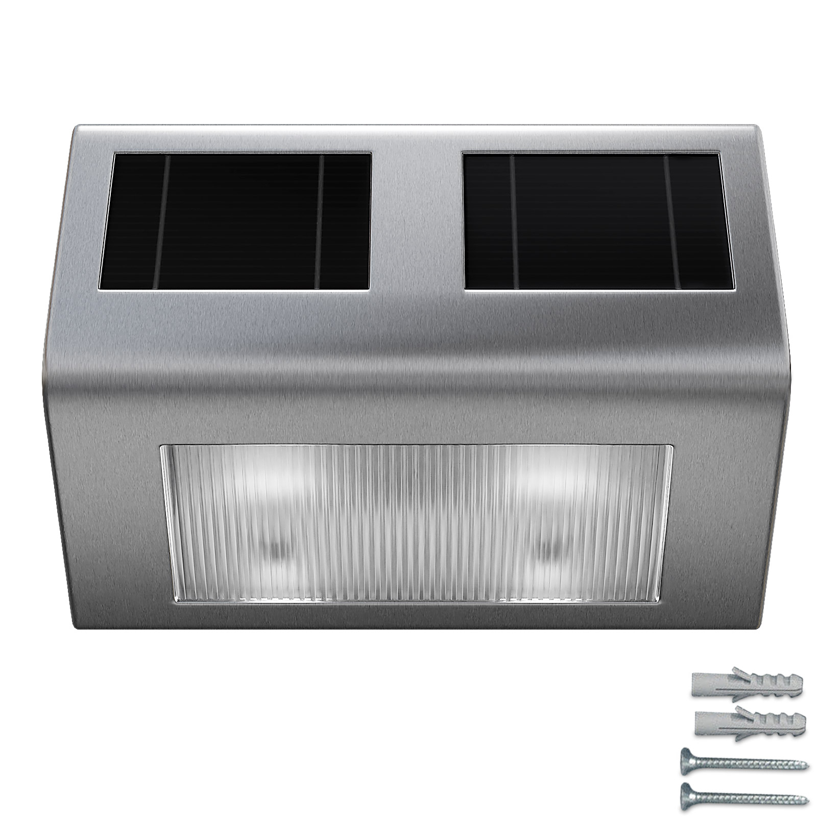 LED Solar-Wandleuchte 2er-Set Edelstahl – Bild 2