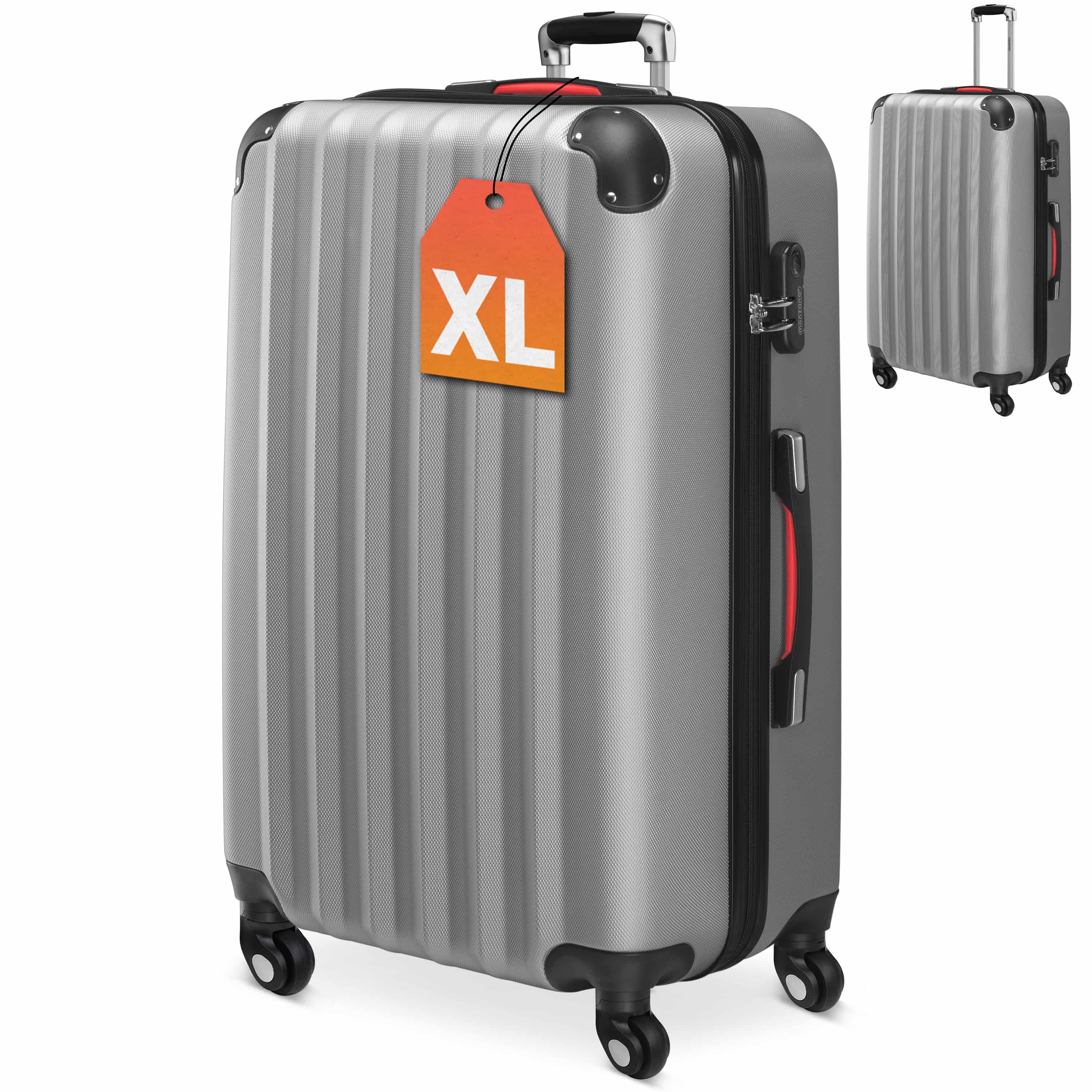 Hartschalenkoffer XL Rollen 360º Reisekoffer 90L Silber ABS – Bild 2