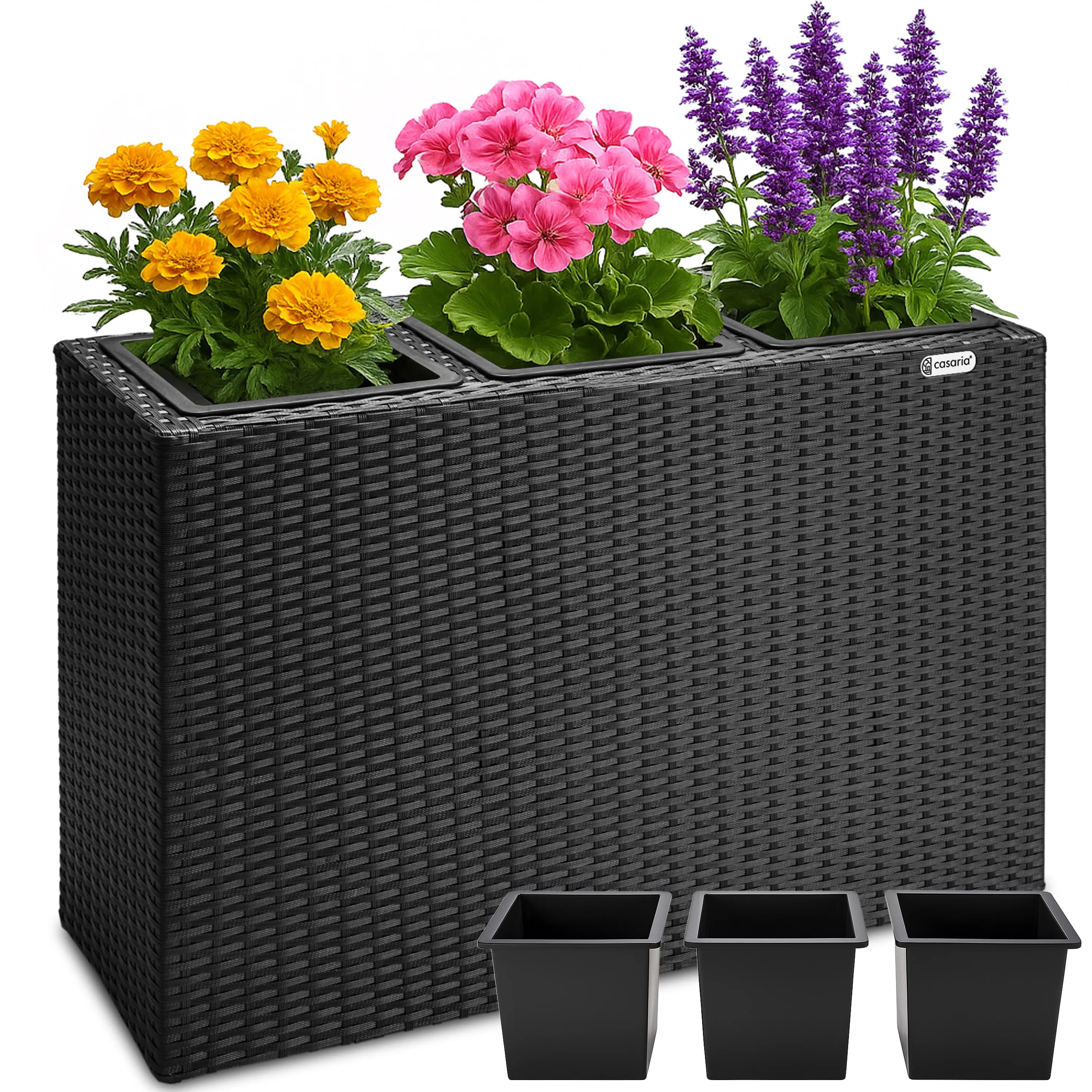 Polyrattan Blumentopf Schwarz 83x30,5x60cm Polyrattan Blumentopf Schwarz 83x30,5x60cm