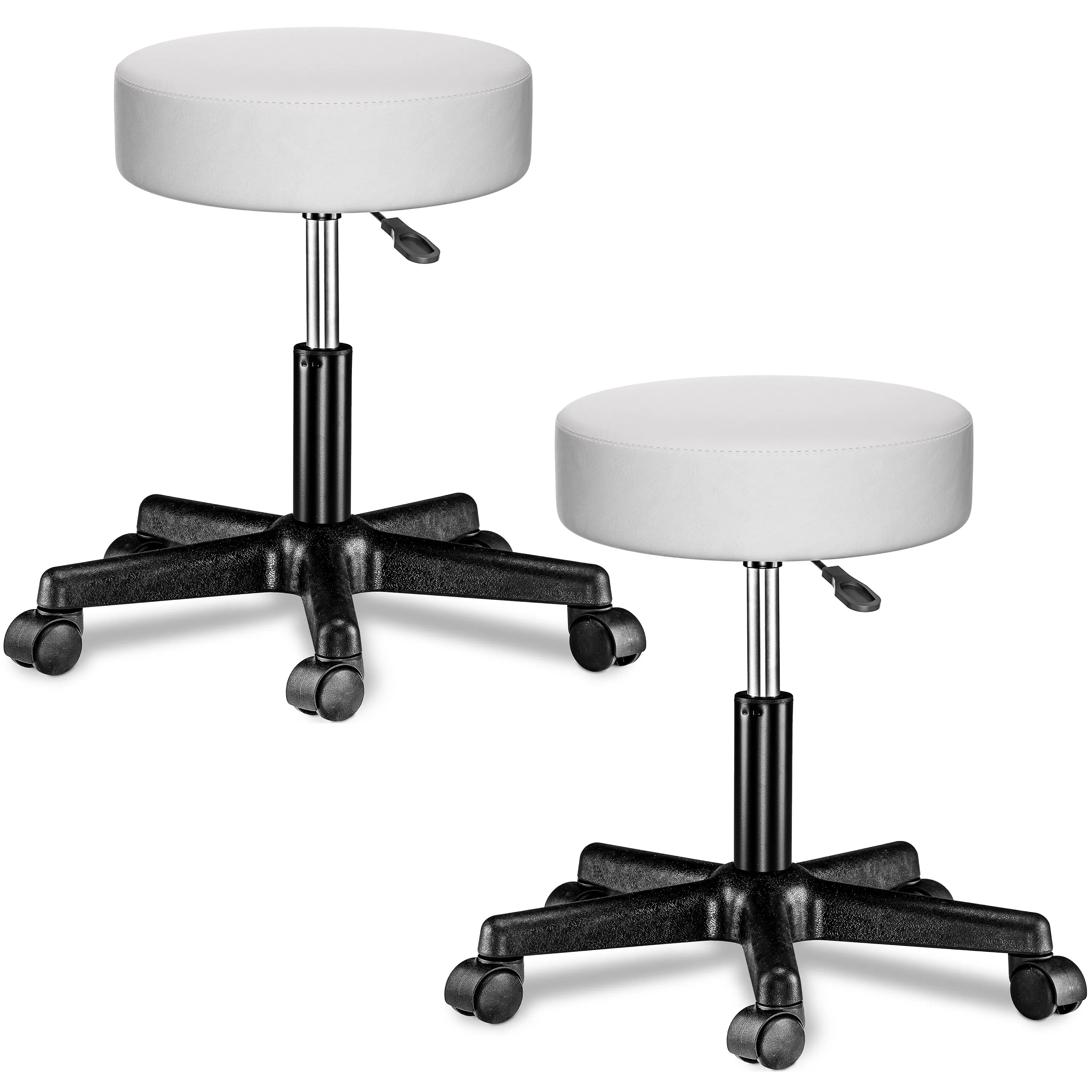 Rollhocker Kunstleder 2er-Set Weiß 360° drehbar Rollhocker Kunstleder 2er-Set Weiß 360° drehbar