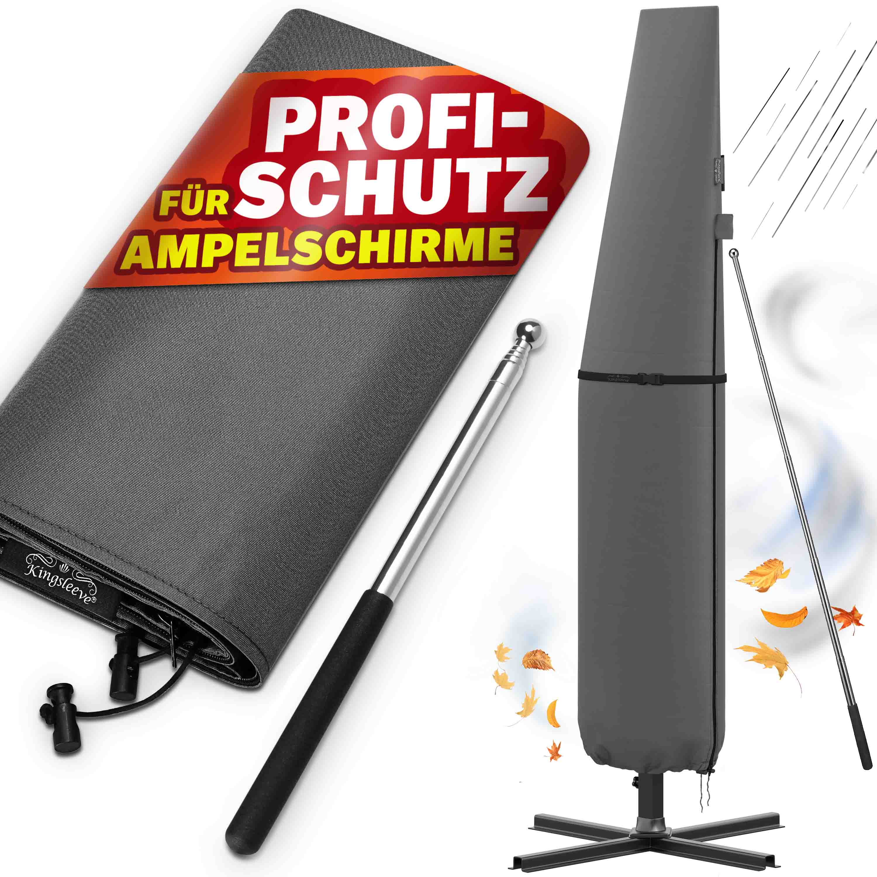 Abdeckung Sonnenschirm/Ampelschirm Anthrazit Ø350cm – Bild 2