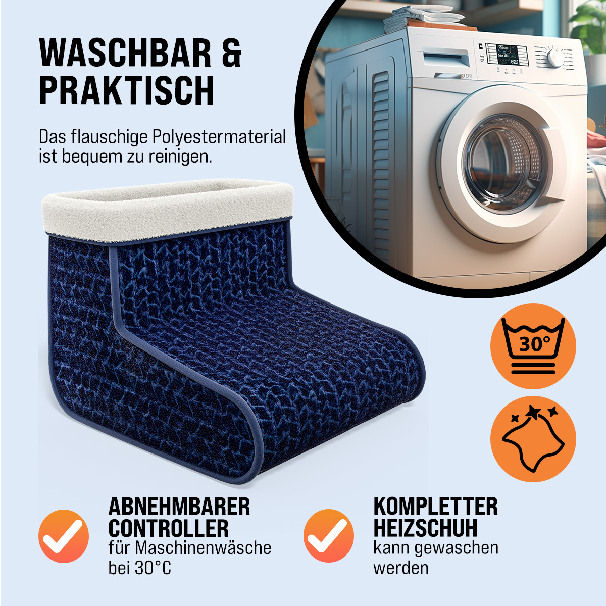 Elektrischer Fußwärmer Blau 4 Heizstufen 100W – Bild 2