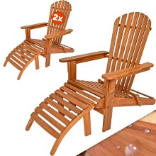 Liegestuhl Adirondack 2er-Set Akazienholz + Fußstützen Liegestuhl Adirondack 2er-Set Akazienholz + Fußstützen