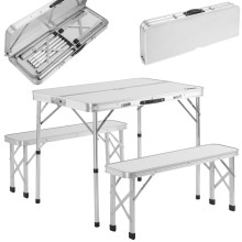 Campingsitzgruppe 3-tlg Weiß Alu klappbar Campingsitzgruppe 3-tlg Weiß Alu klappbar