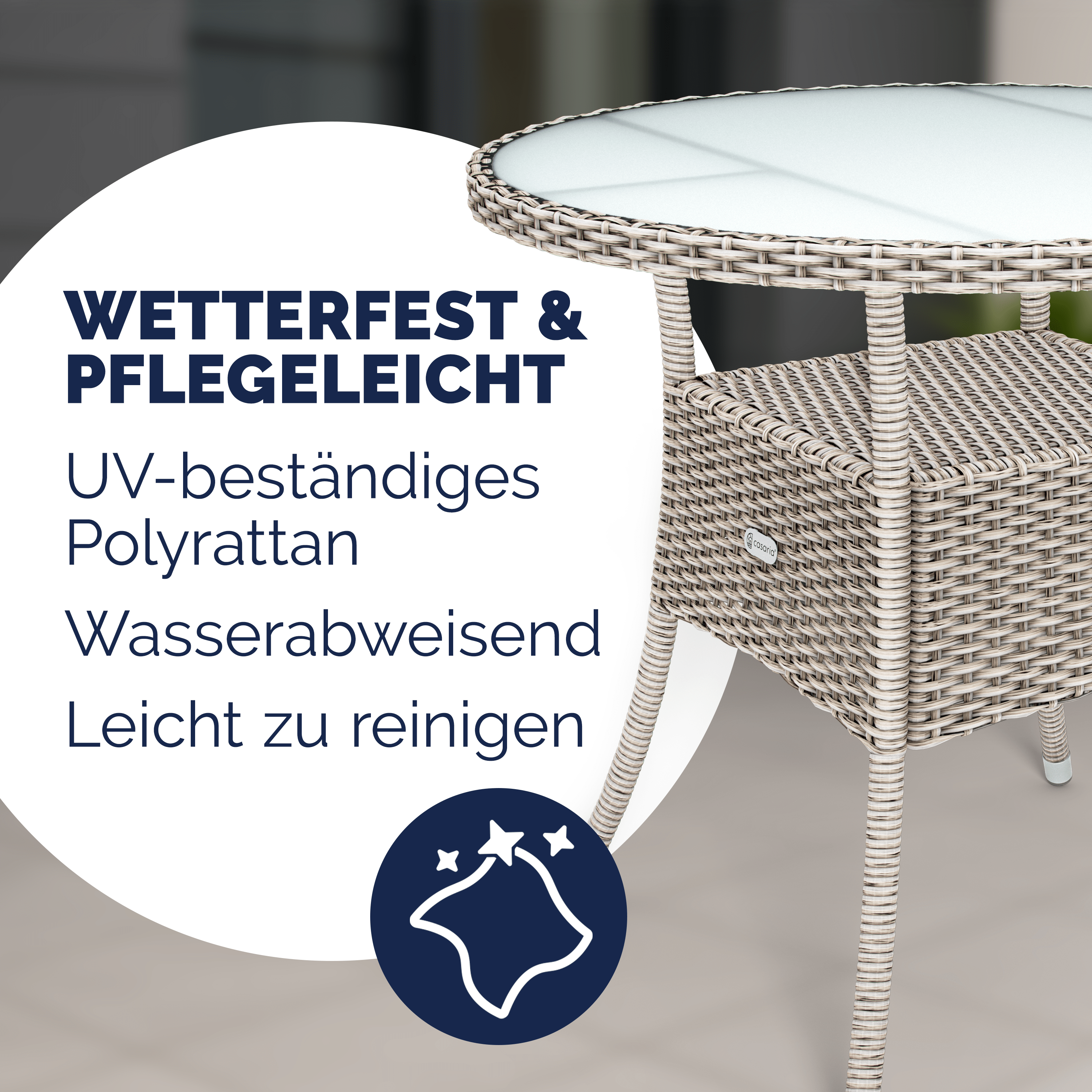 Polyrattan Tisch Creme Ø80cm – Bild 2